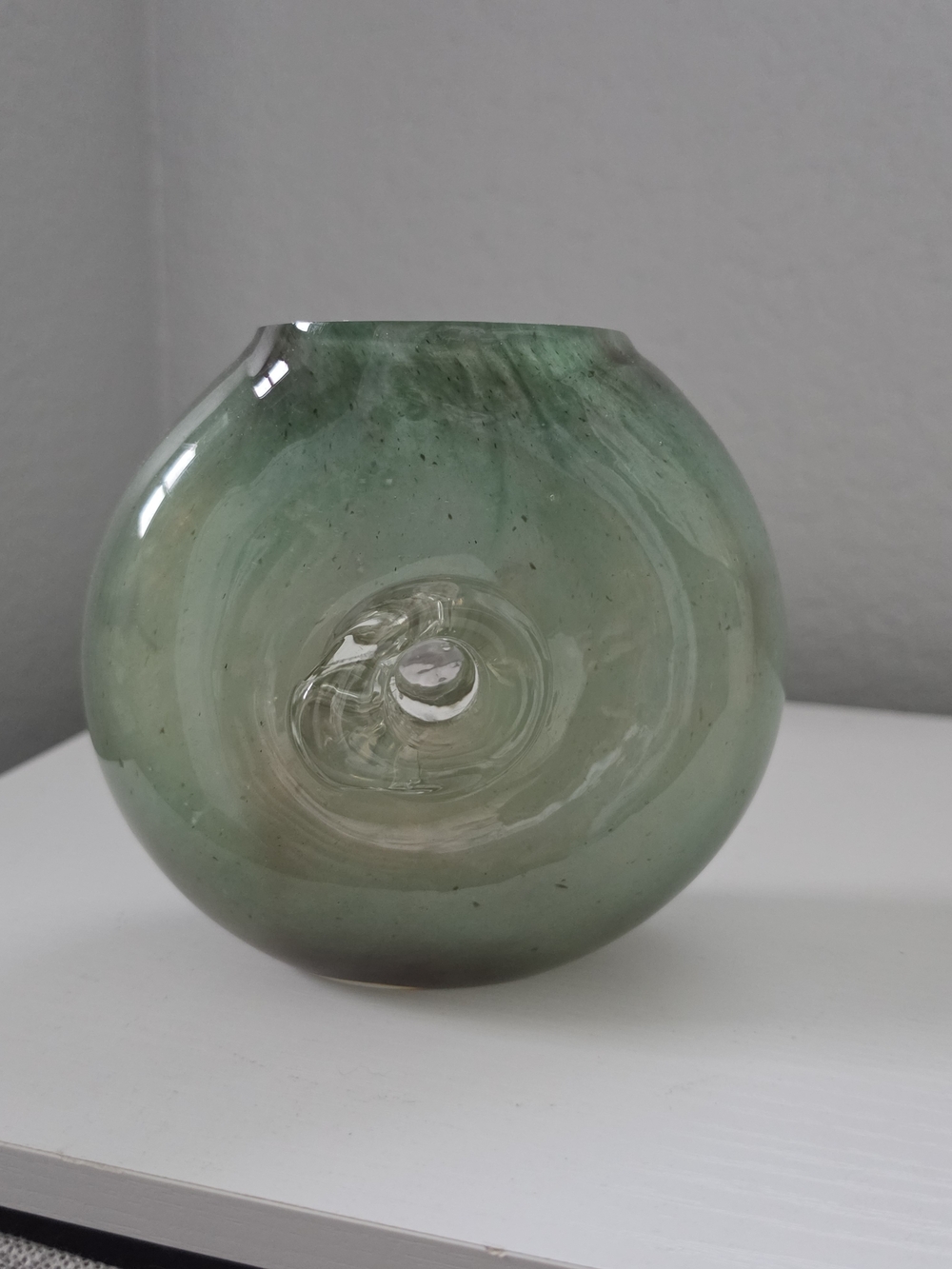 Handblown Green Glass Orb Vase - Home Art